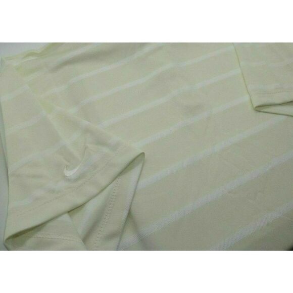 NIKE AJ5231133 WOMENS SZ M DRI-FIT STRIPE GOLF POLO SHIRT YELLOW WHITE - Picture 2 of 4